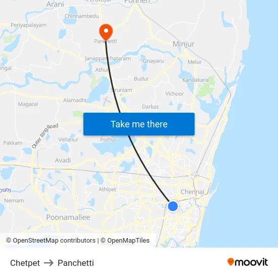 Chetpet to Panchetti map
