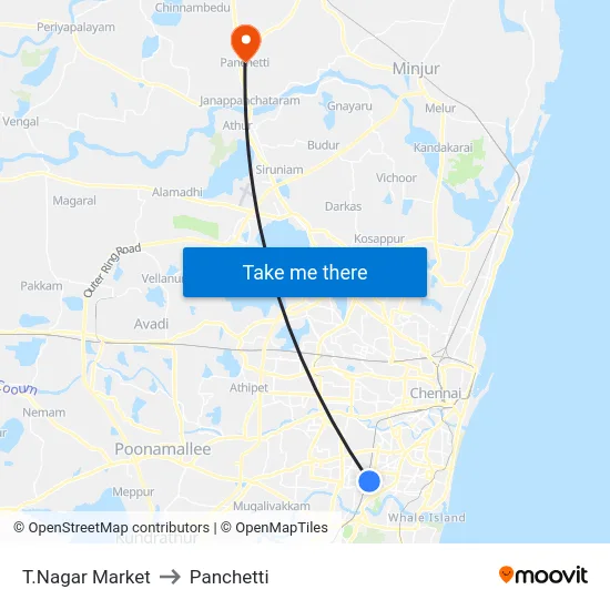 T.Nagar Market to Panchetti map
