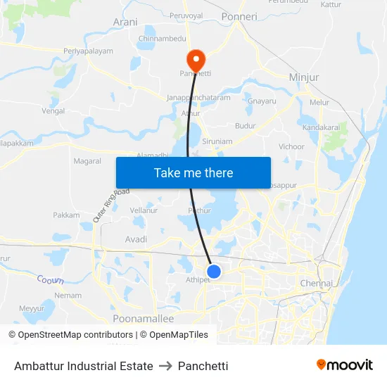 Ambattur Industrial Estate to Panchetti map