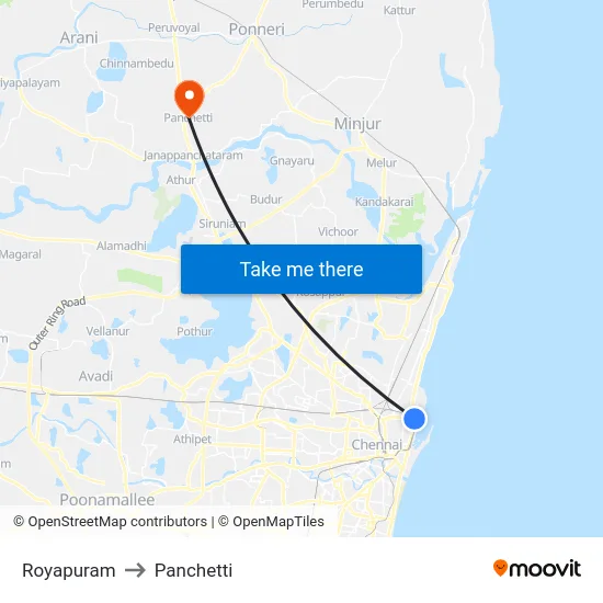 Royapuram to Panchetti map