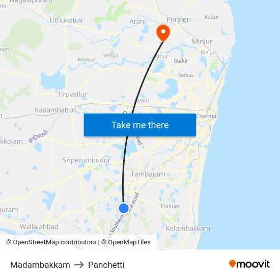 Madambakkam to Panchetti map