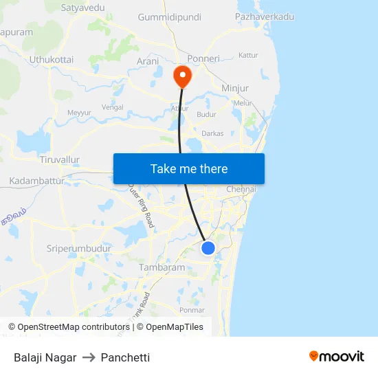 Balaji Nagar to Panchetti map