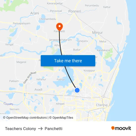 Teachers Colony to Panchetti map