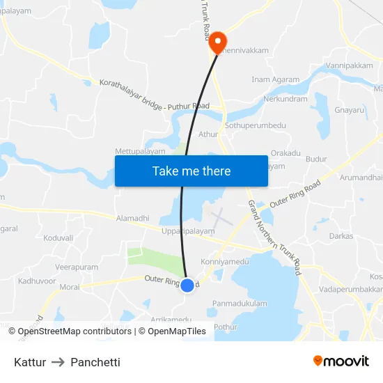 Kattur to Panchetti map