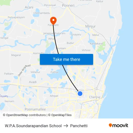 W.P.A.Soundarapandian School to Panchetti map