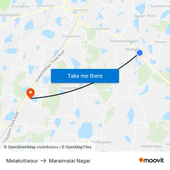 Melakottaiyur to Maraimalai Nagar map