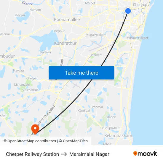 Chetpet Railway Station to Maraimalai Nagar map