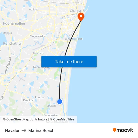Navalur to Marina Beach map