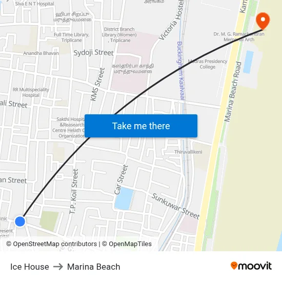 Ice House to Marina Beach map