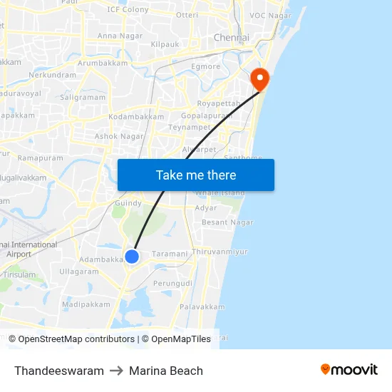 Thandeeswaram to Marina Beach map