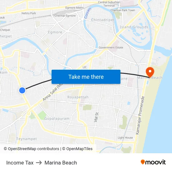 Income Tax to Marina Beach map
