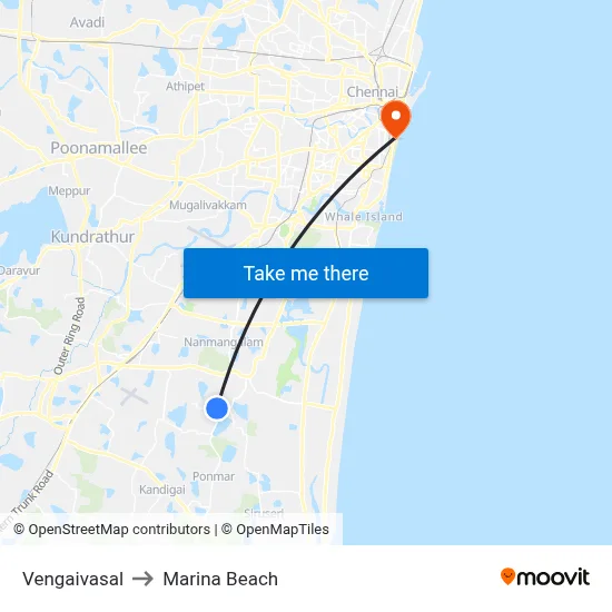 Vengaivasal to Marina Beach map