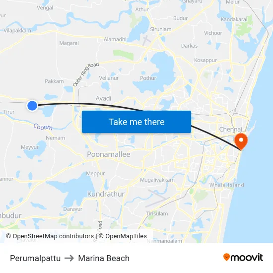 Perumalpattu to Marina Beach map