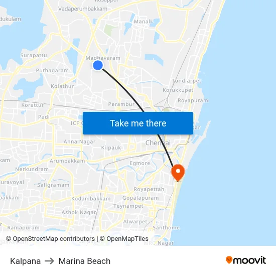 Kalpana to Marina Beach map