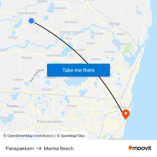 Panapakkam to Marina Beach map