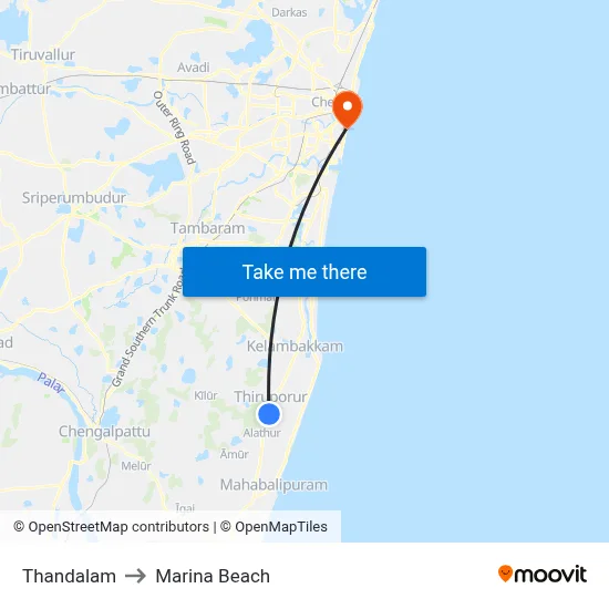 Thandalam to Marina Beach map