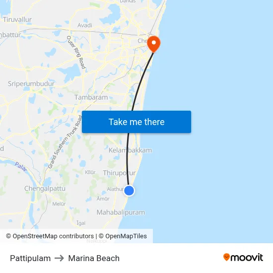 Pattipulam to Marina Beach map