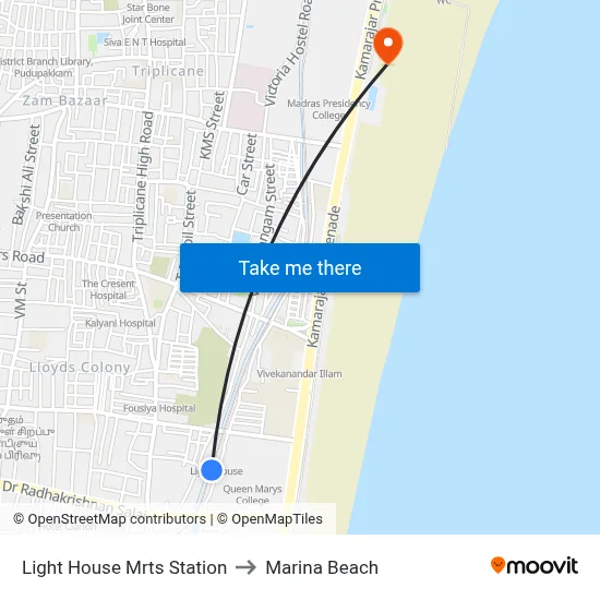 Light House to Marina Beach map