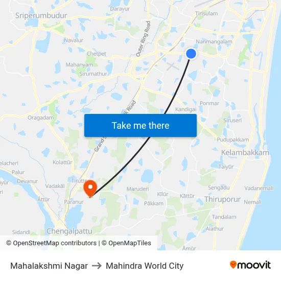 Mahalakshmi Nagar to Mahindra World City map