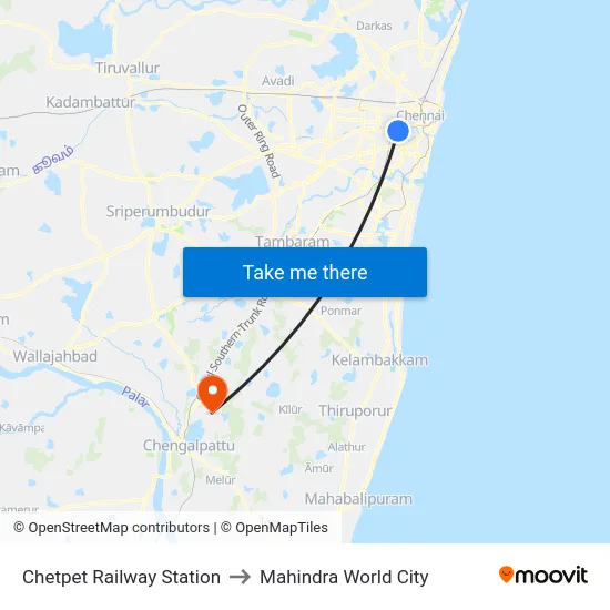 Chetpet Railway Station to Mahindra World City map