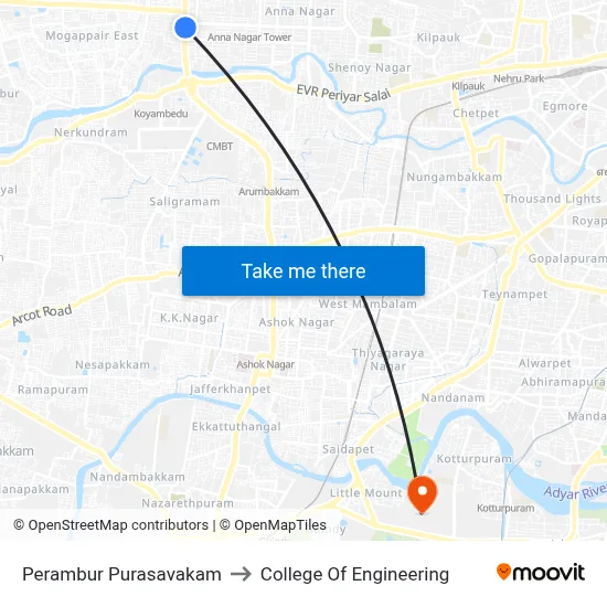 पेरम्बुर पुरासावकम to इंजीनियरिंग महाविद्यालय map