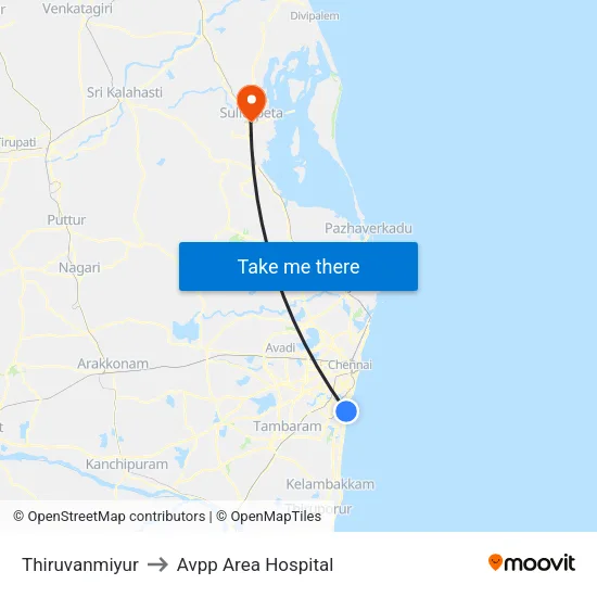 Thiruvanmiyur to Avpp Area Hospital map