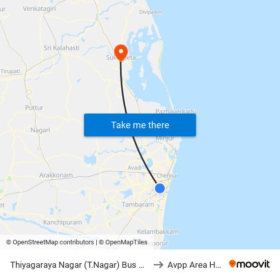 Thiyagaraya Nagar (T.Nagar) Bus Depot Corner to Avpp Area Hospital map