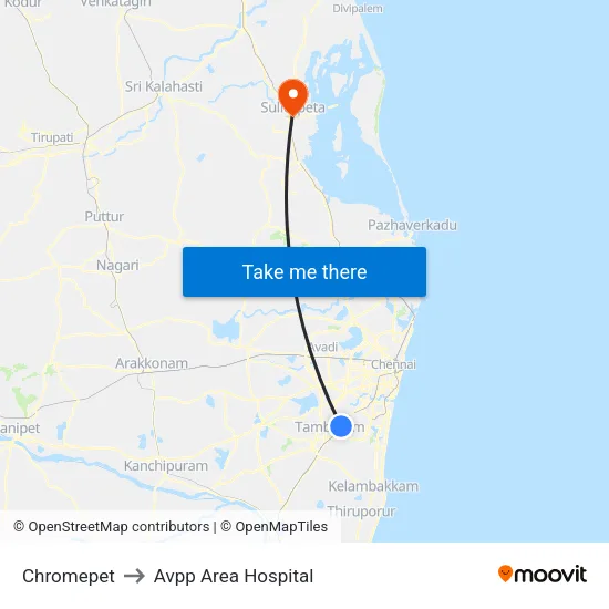 Chromepet to Avpp Area Hospital map
