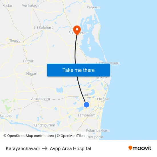 Karayanchavadi to Avpp Area Hospital map
