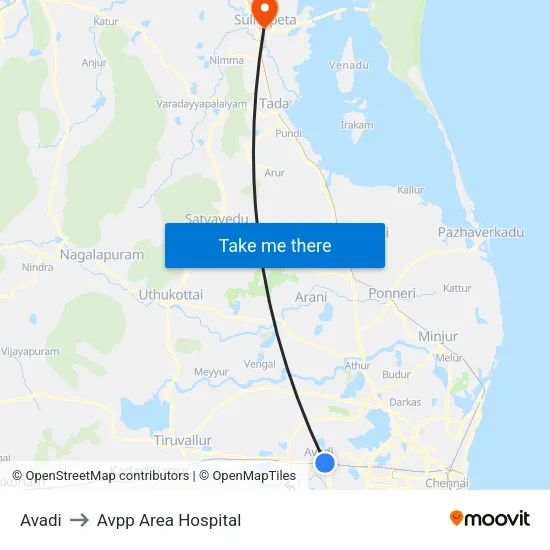 Avadi to Avpp Area Hospital map