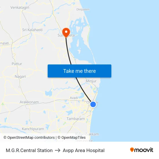 M.G.R.Central Station to Avpp Area Hospital map