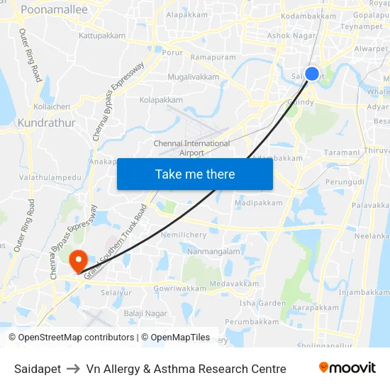 Saidapet to Vn Allergy & Asthma Research Centre map