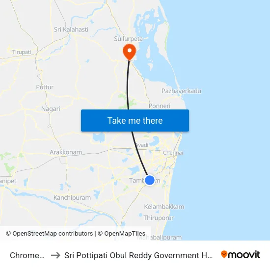 Chromepet to Sri Pottipati Obul Reddy Government Hospital map