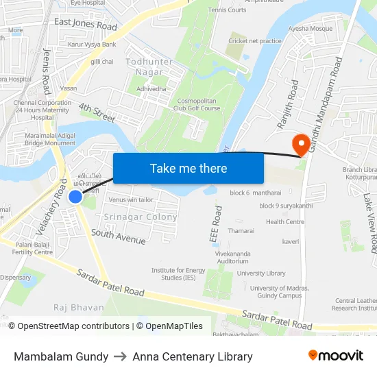 मम्बलम गुंडी to अन्ना शताब्दी पुस्तकालय map