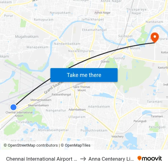 Chennai International Airport (MAA) to Anna Centenary Library map