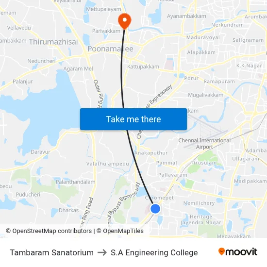Tambaram Sanatorium to S.A Engineering College map