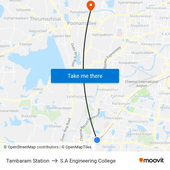Tambaram Station to S.A Engineering College map