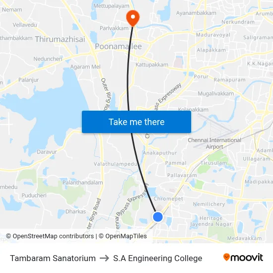 Tambaram Sanatorium to S.A Engineering College map