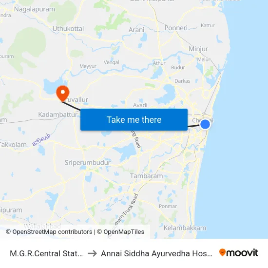M.G.R.Central Station to Annai Siddha Ayurvedha Hospital map