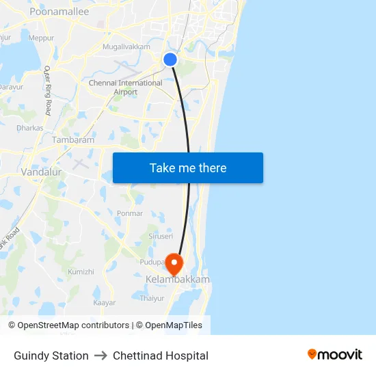 Guindy Station to Chettinad Hospital map