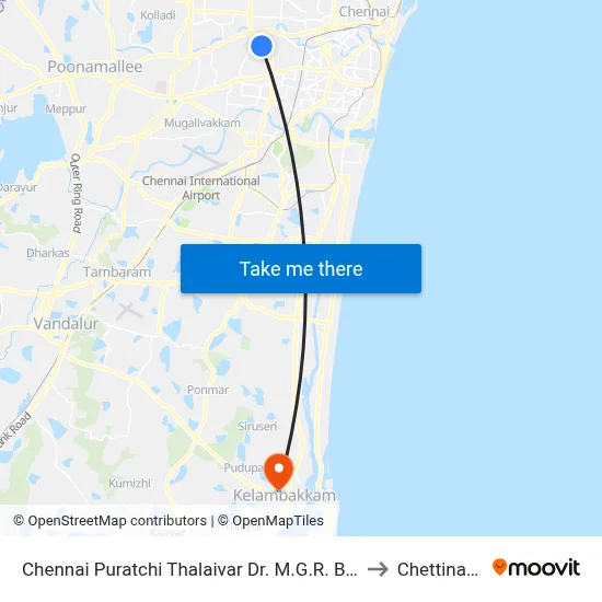Chennai Puratchi Thalaivar Dr. M.G.R. Bus Terminus (CMBT Koyambedu) to Chettinad Hospital map