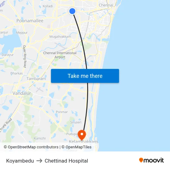 Koyambedu to Chettinad Hospital map
