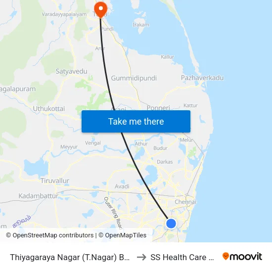 Thiyagaraya Nagar (T.Nagar) Bus Depot Corner to SS Health Care & Hospital map