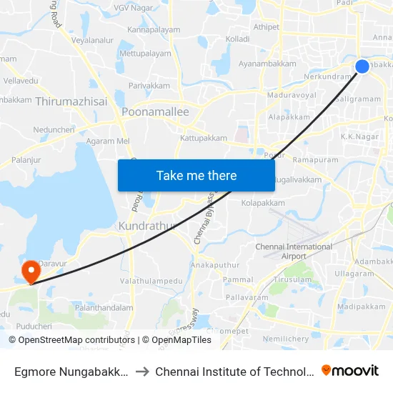 Egmore Nungabakkam to Chennai Institute of Technology map