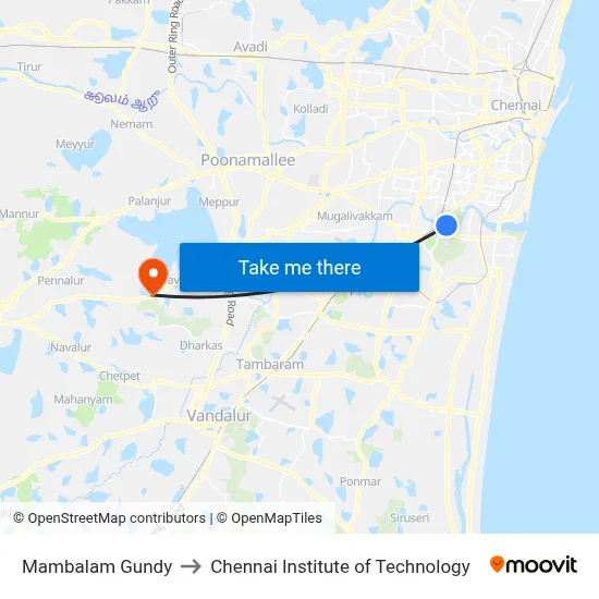 Mambalam Gundy to Chennai Institute of Technology map