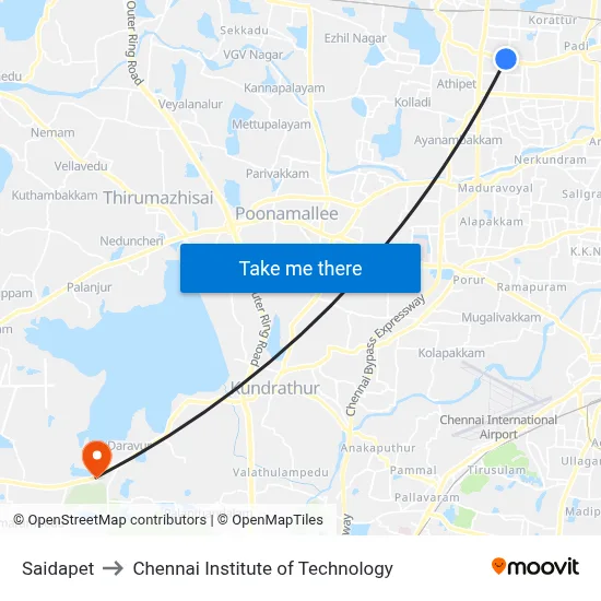 Saidapet to Chennai Institute of Technology map
