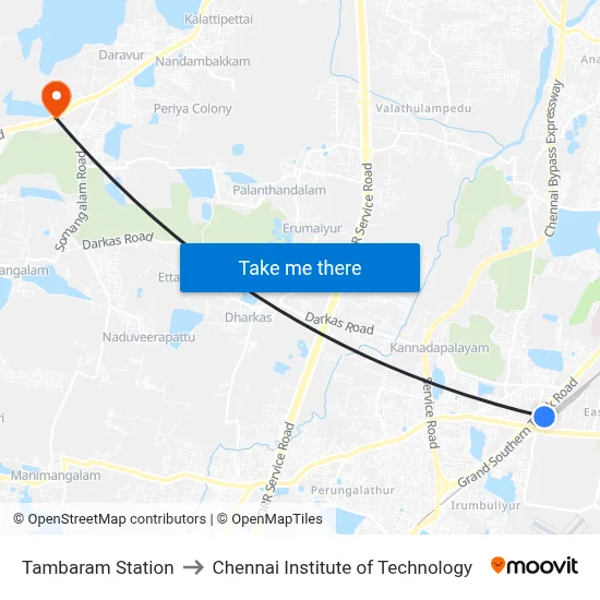 Tambaram Station to Chennai Institute of Technology map