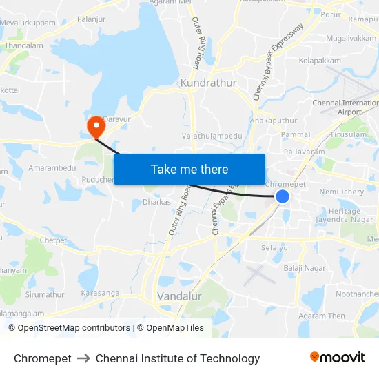 Chromepet to Chennai Institute of Technology map