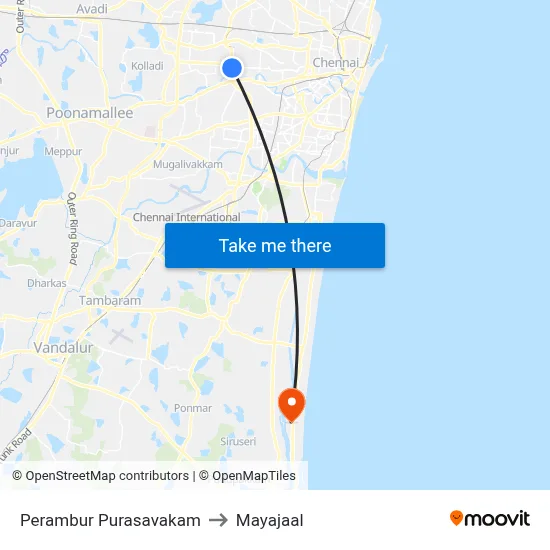 Perambur Purasavakam to Mayajaal map