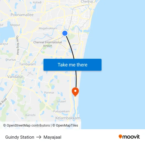Guindy Station to Mayajaal map